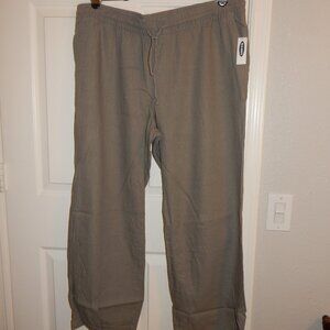 NWT Womens Old Navy High-Wasted Linen Wide Leg pant XL Grey